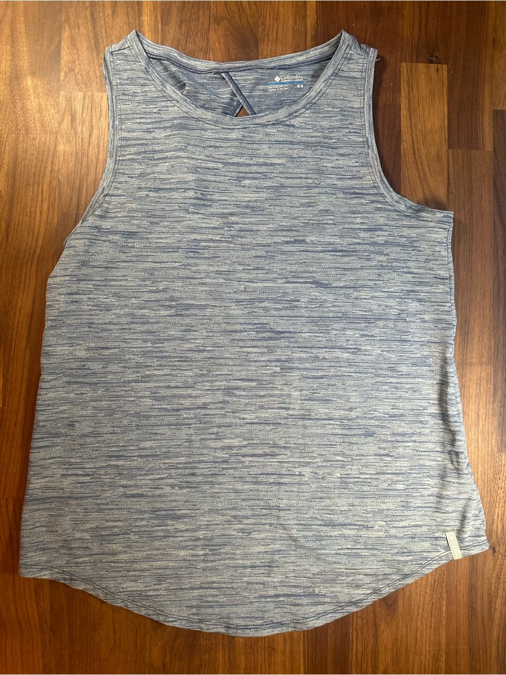 Columbia Tank Top Womens Medium Blue Gray Space Dye Keyhole Back Athletic